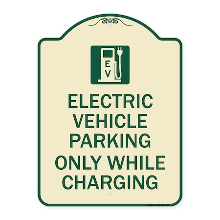 Signmission Electric Vehicle Parking While Charging W/ Graphic Heavy-Gauge Alum Sign, 24" x 18", TG-1824-24113 A-DES-TG-1824-24113